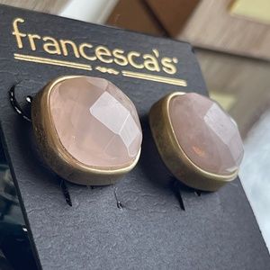 Rose Quartz Glass Bezel Stud Earrings